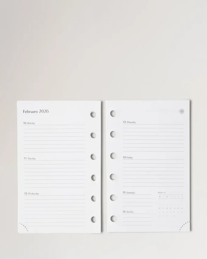 2026 Taschenkalender-Einlage, weißes Papier, Damen