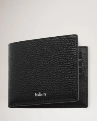 8-Karten-Brieftasche Schwarz Kleine klassische Narbung Herren