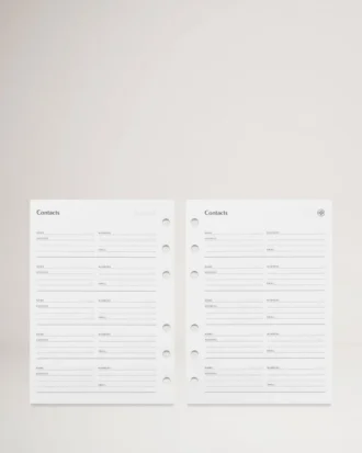 Agenda-Kontaktseiten-Einlage Weißes Papier Herren Agenda-Kontaktseiten-Einlage Weißes Papier Herren