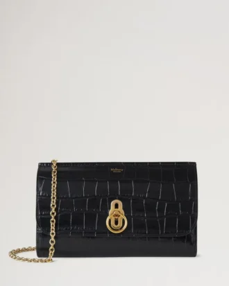 Amberley Clutch Schwarz Glänzend Small Croc Damen