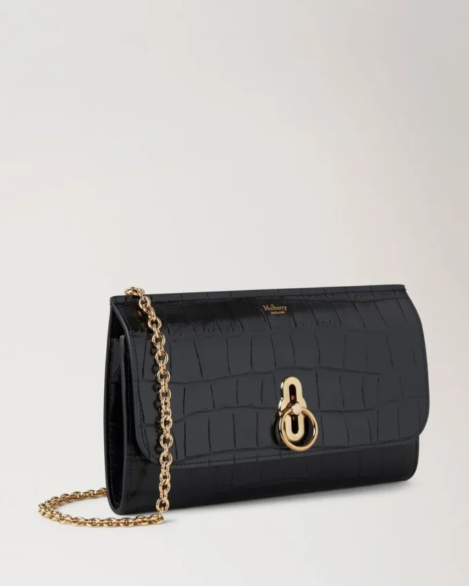Amberley Clutch Schwarz Glänzend Small Croc Damen