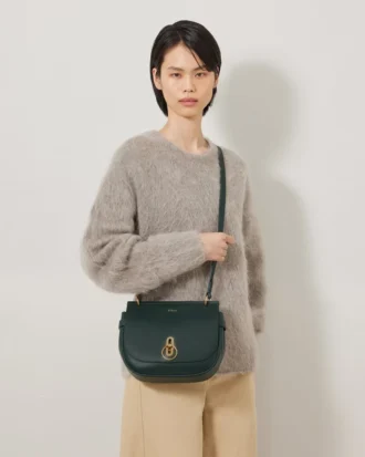 Amberley Satchel Mulberry Green Small Classic Grain