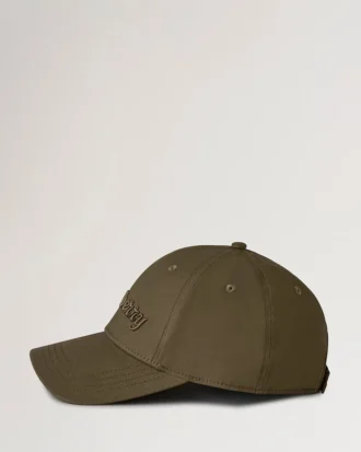 Baseballkappe mit gesticktem Logo, leinengrün, Baumwolle