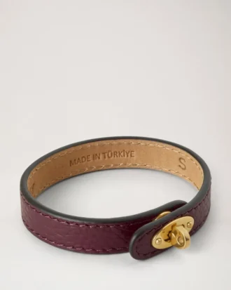 Bayswater Dünnes Armband Black Cherry Small Classic Grain & Messing