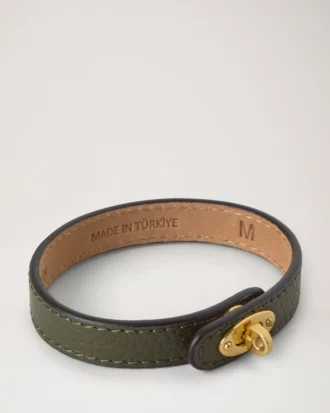 Bayswater Dünnes Armband Juniper Green Small Classic Grain & Messing