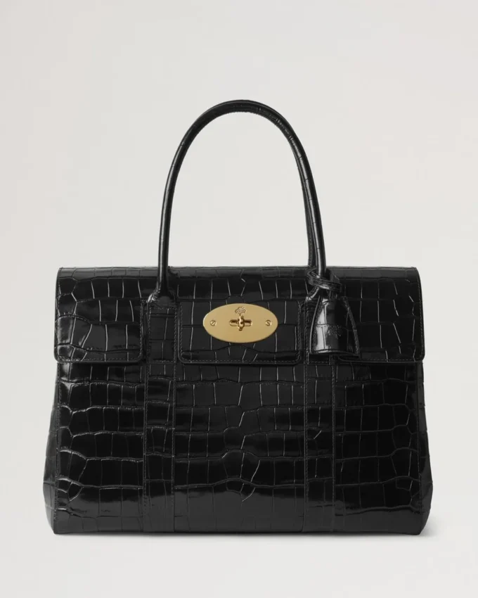 Bayswater Schwarz Glänzend Klein Krokodil Damen
