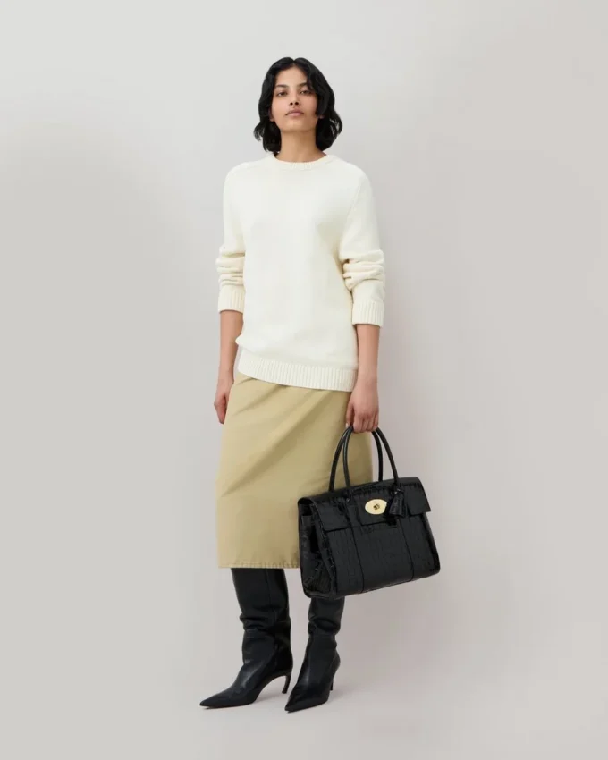 Bayswater Schwarz Glänzend Klein Krokodil Damen