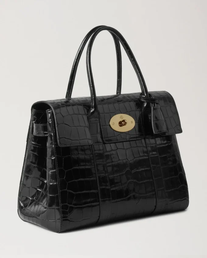Bayswater Schwarz Glänzend Klein Krokodil Damen