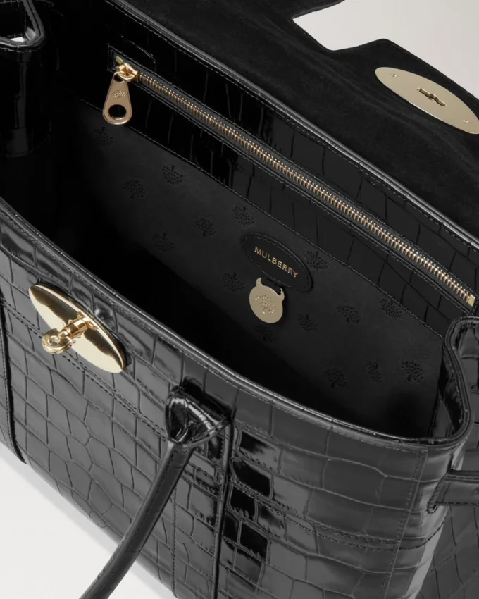 Bayswater Schwarz Glänzend Klein Krokodil Damen