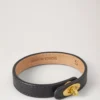 Bayswater Thin Armband Schwarz Small Classic Grain & Messing