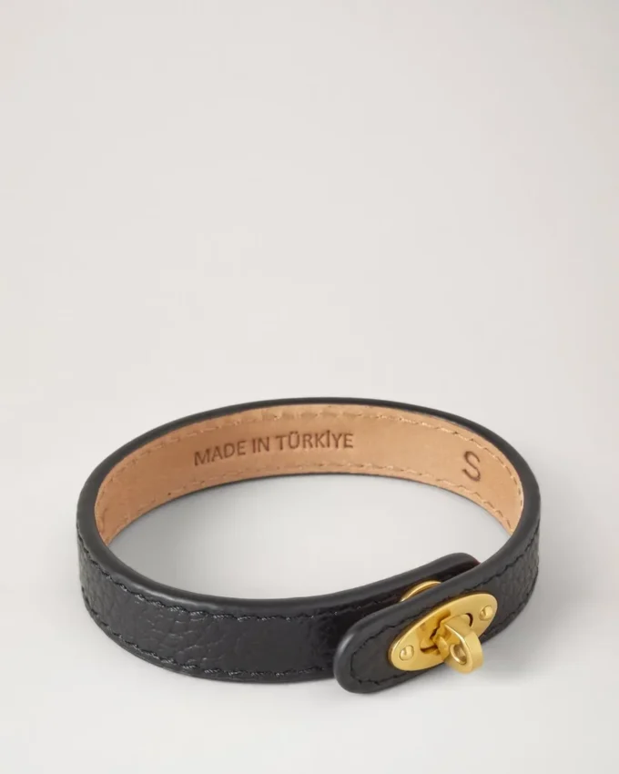 Bayswater Thin Armband Schwarz Small Classic Grain & Messing