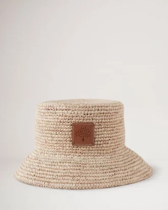 Bucket Hat Beige Raffia Herren