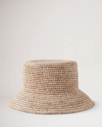 Bucket Hat Beige Raffia Herren