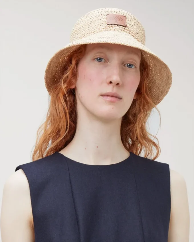 Bucket Hat Beige Raffia Herren Bucket Hat Beige Raffia Herren