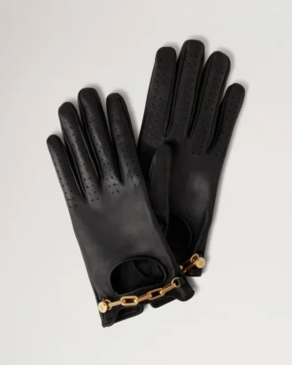 Chain Driving Gloves Schwarzes Nappaleder Damen