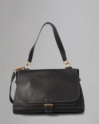 Chiltern Satchel Secondhand Schwarz genarbt pflanzlich gegerbt