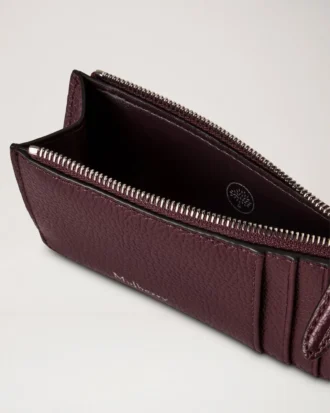 Continental Langer Kartenhalter mit Reißverschluss Black Cherry Small Classic Grain