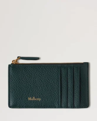 Continental Langes Kartenetui mit Reißverschluss, Mulberry Green, Small Classic Grain