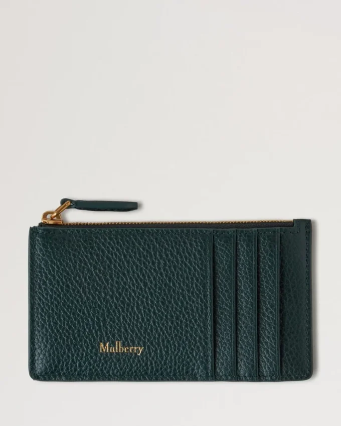 Continental Langes Kartenetui mit Reißverschluss, Mulberry Green, Small Classic Grain