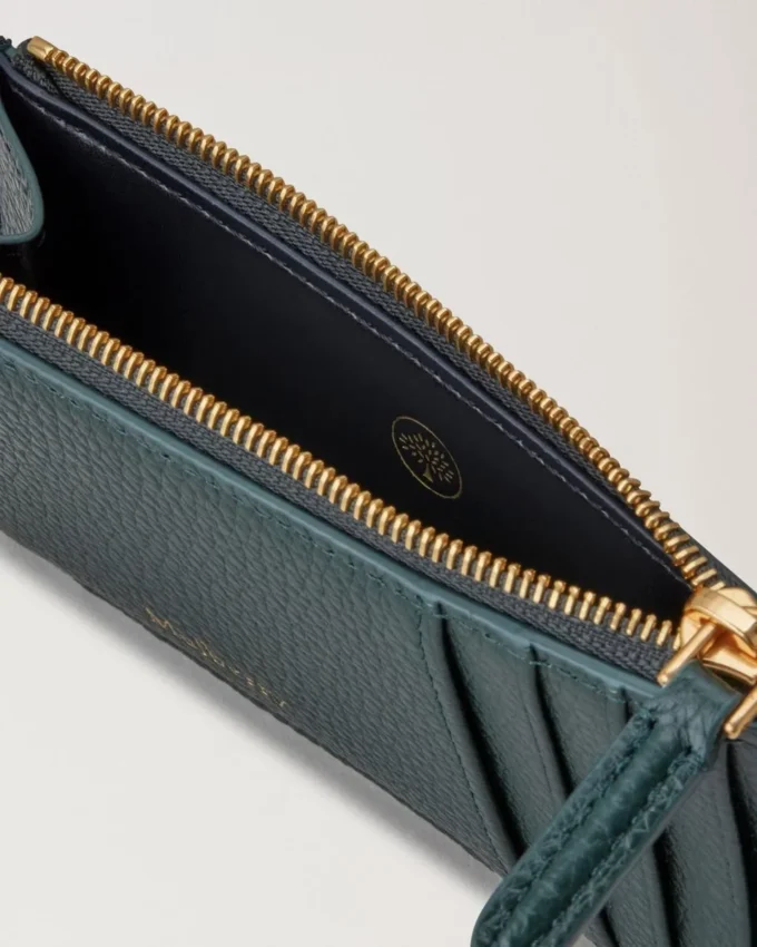 Continental Langes Kartenetui mit Reißverschluss, Mulberry Green, Small Classic Grain