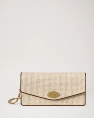 Darley Clutch Ecru & Bright Oak Raffia & Lederbesatz