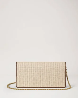 Darley Clutch Ecru & Bright Oak Raffia & Lederbesatz