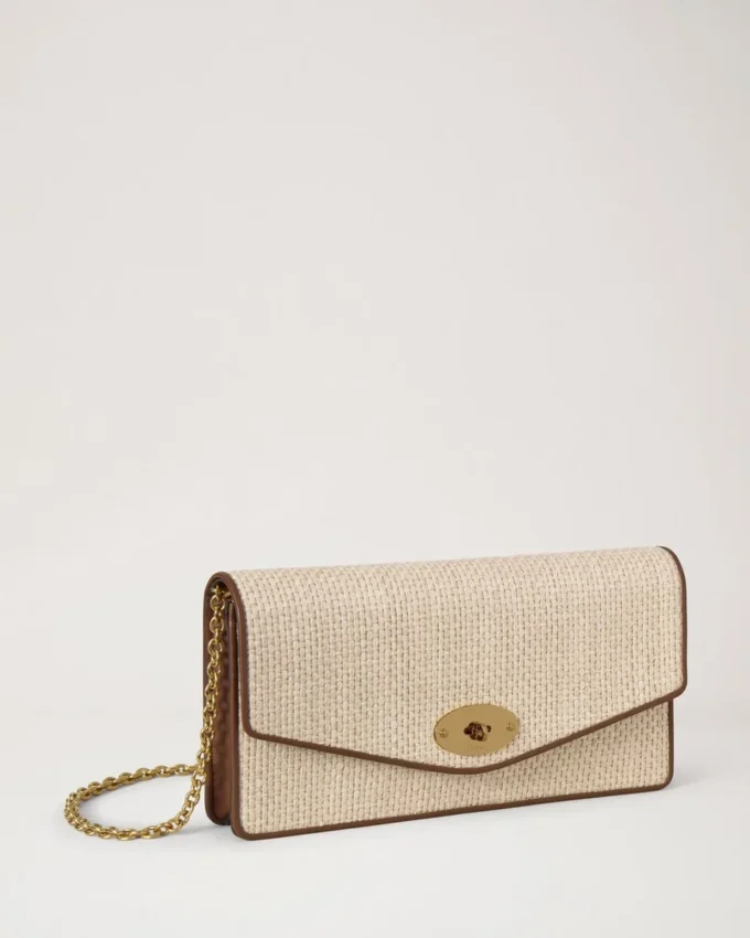 Darley Clutch Ecru & Bright Oak Raffia & Lederbesatz Darley Clutch Ecru & Bright Oak Raffia & Lederbesatz