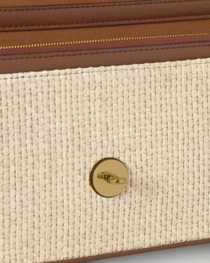 Darley Clutch Ecru & Bright Oak Raffia & Lederbesatz Darley Clutch Ecru & Bright Oak Raffia & Lederbesatz
