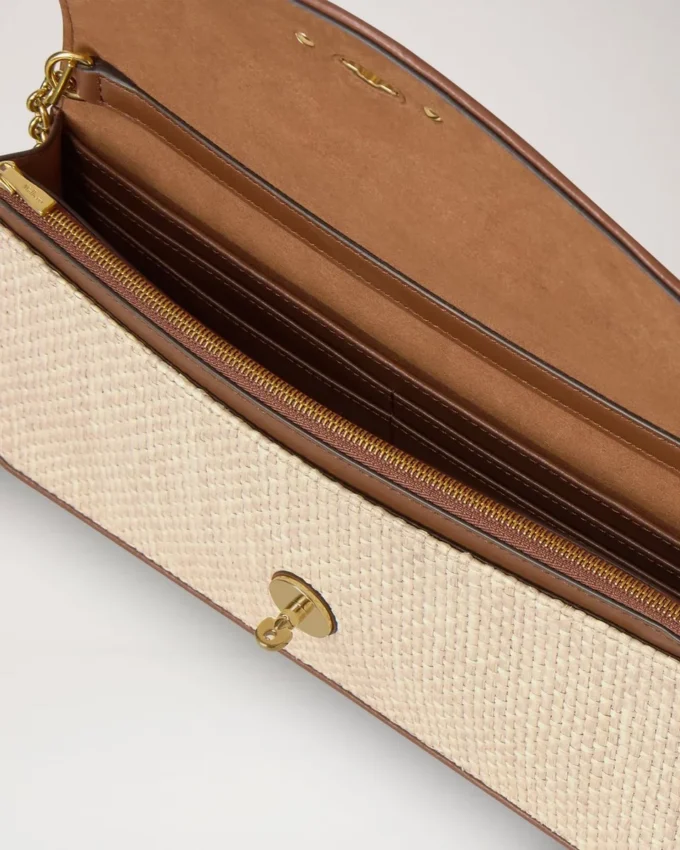 Darley Clutch Ecru & Bright Oak Raffia & Lederbesatz Darley Clutch Ecru & Bright Oak Raffia & Lederbesatz