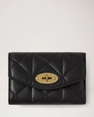 Darley gefaltete Multi-Kartenbrieftasche, schwarz, gestepptes Nappaleder