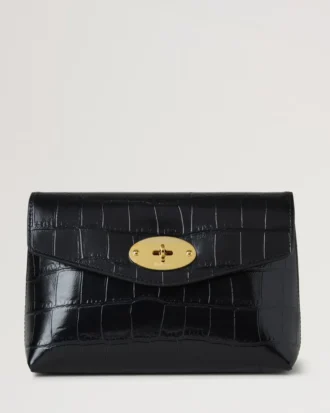 Darley Kosmetiktasche Schwarz Glänzend Small Croc Damen
