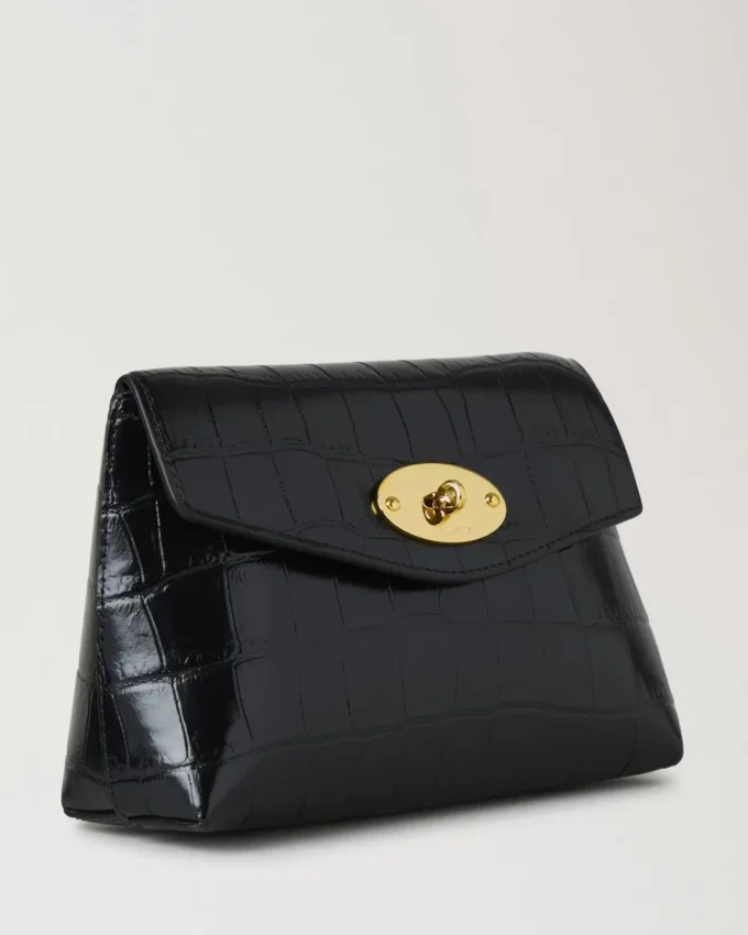 Darley Kosmetiktasche Schwarz Glänzend Small Croc Damen Darley Kosmetiktasche Schwarz Glänzend Small Croc Damen