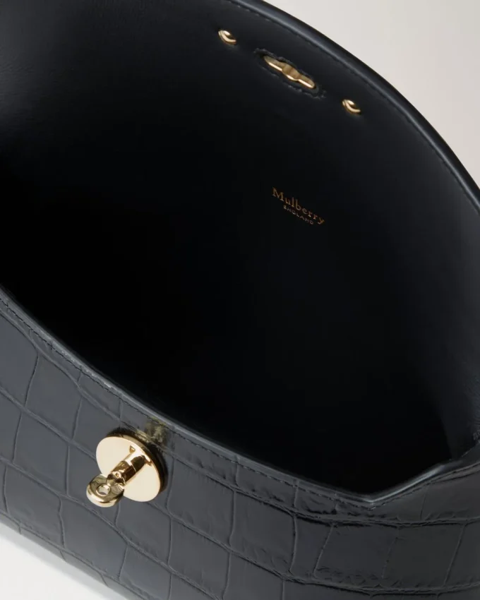 Darley Kosmetiktasche Schwarz Glänzend Small Croc Damen Darley Kosmetiktasche Schwarz Glänzend Small Croc Damen