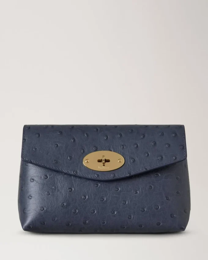 Darley Kosmetiktasche Stormy Blue Straußenleder Damen Darley Kosmetiktasche Stormy Blue Straußenleder Damen