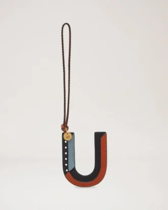 Dreifarbiger Leder-Schlüsselanhänger – U Black Silky Calf
