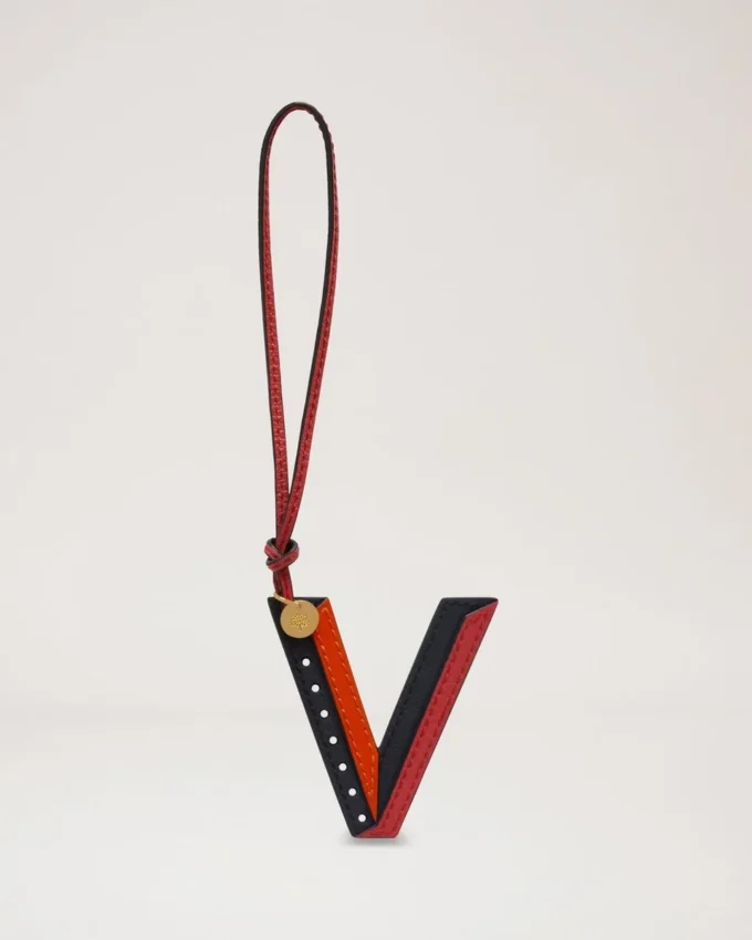 Dreifarbiger Leder-Schlüsselanhänger – V Midnight Silky Calf