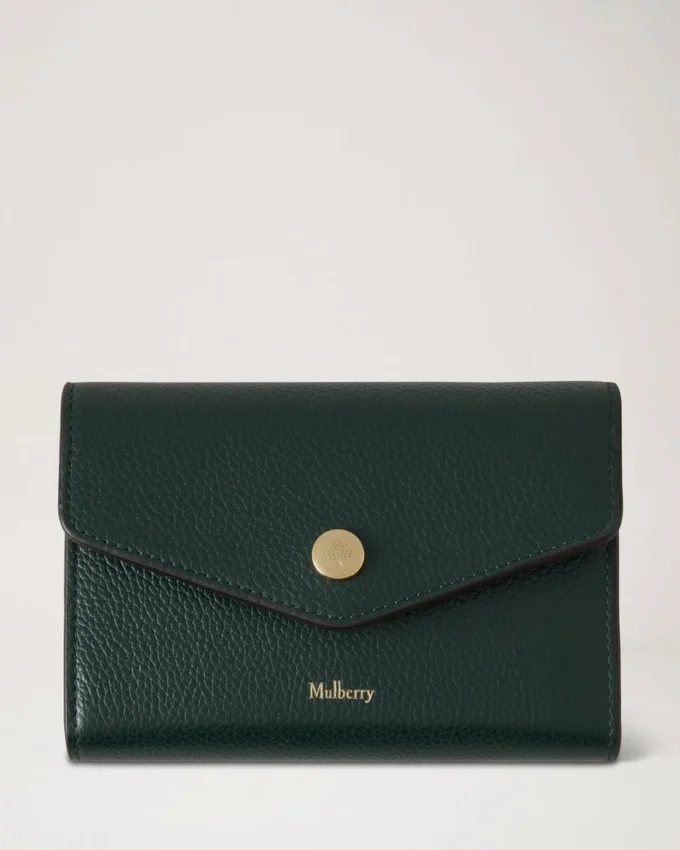 Druckknopf-Geldbörse Mulberry Green Small Classic Grain