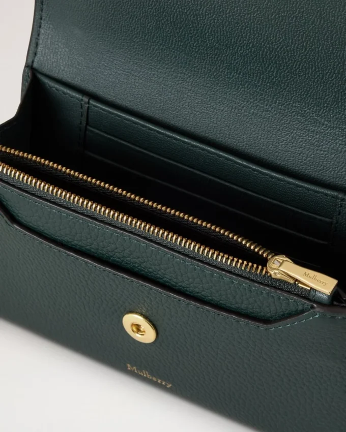 Druckknopf-Geldbörse Mulberry Green Small Classic Grain