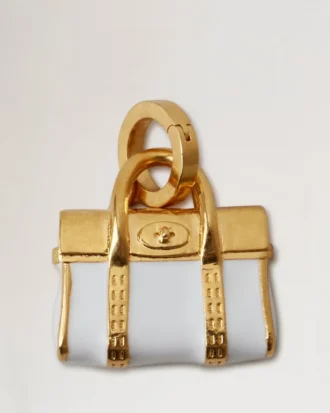Emaille-Bayswater-Anhänger, weiß und gold, Materialmix Emaille-Bayswater-Anhänger, weiß und gold, Materialmix