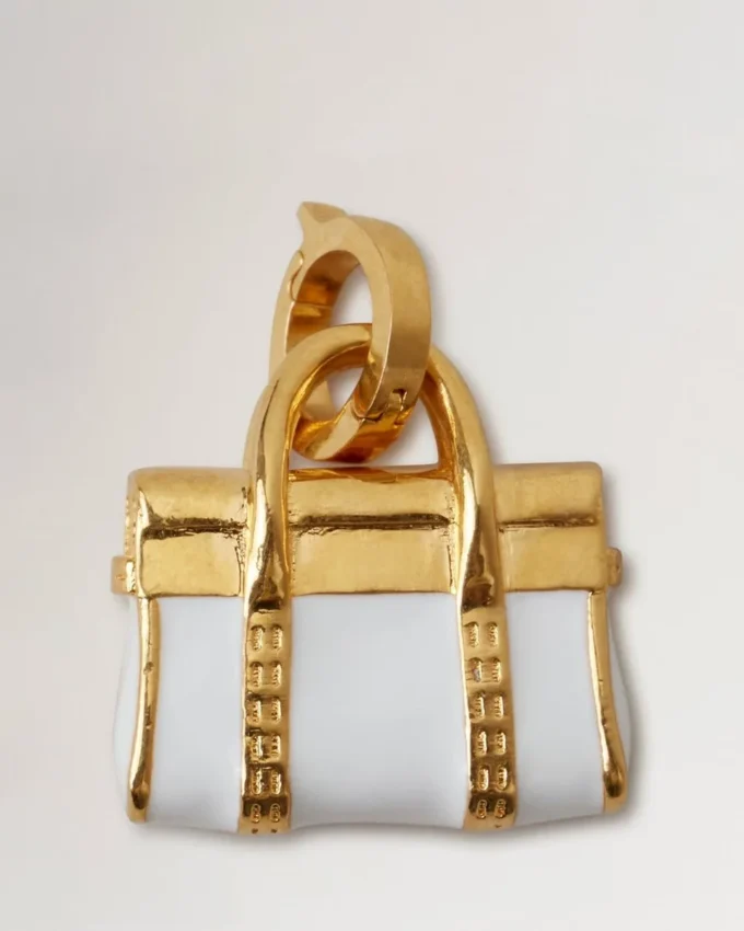Emaille-Bayswater-Anhänger, weiß und gold, Materialmix