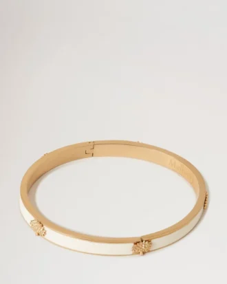 Emailliertes Armband mit Mulberry-Motiv, Eierschalenfarbe, Materialmix Emailliertes Armband mit Mulberry-Motiv, Eierschalenfarbe, Materialmix