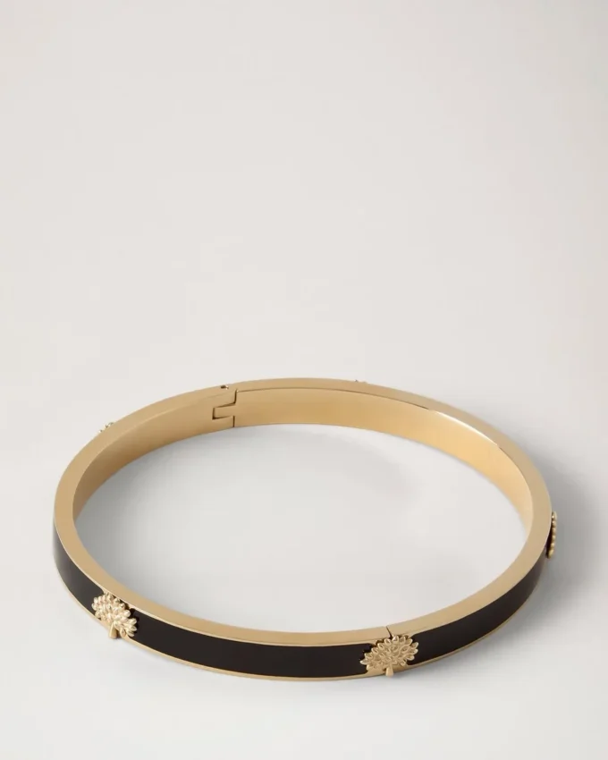 Emailliertes Armband mit Mulberry-Motiv Schwarzer Edelstahl & Emaille