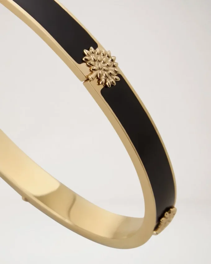 Emailliertes Armband mit Mulberry-Motiv Schwarzer Edelstahl & Emaille