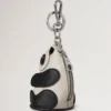 Etui-Schlüsselanhänger – Panda Schwarz & Eierschalenfarben, klein, klassisches Narbenbild
