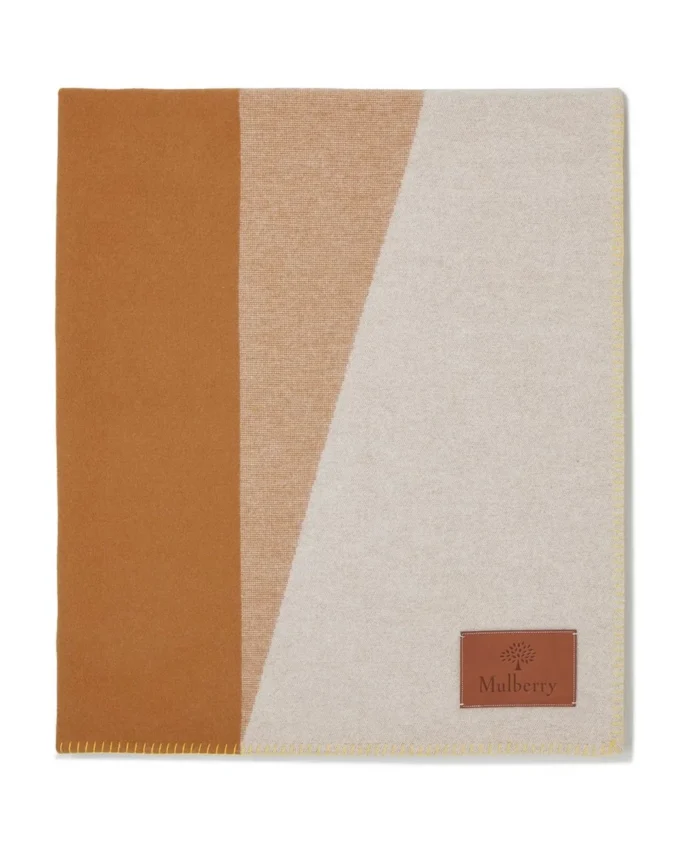 Farbblock-Decke Teak & Creme Lammwolle Damen Farbblock-Decke Teak & Creme Lammwolle Damen