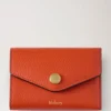 Gefaltete Geldbörse für mehrere Karten, korallenorange, klein, klassisches Narbung Gefaltete Geldbörse für mehrere Karten, korallenorange, klein, klassisches Narbung