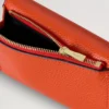 Gefaltete Geldbörse für mehrere Karten, korallenorange, klein, klassisches Narbung Gefaltete Geldbörse für mehrere Karten, korallenorange, klein, klassisches Narbung