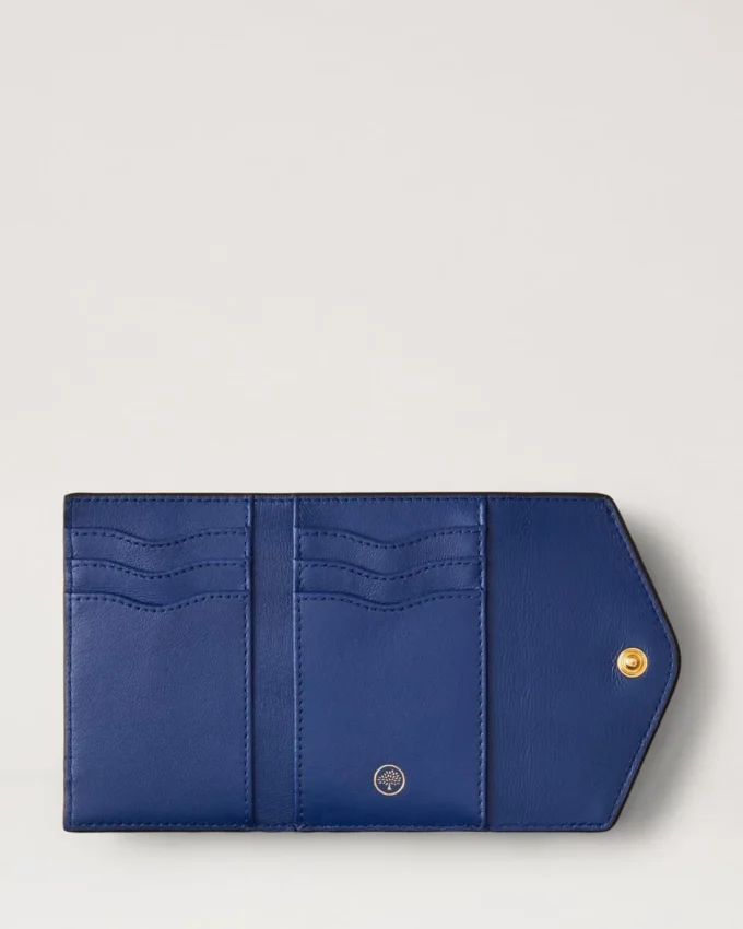 Gefaltete Mehrfach-Kartenbrieftasche Pigmentblau Klein Klassische Narbung