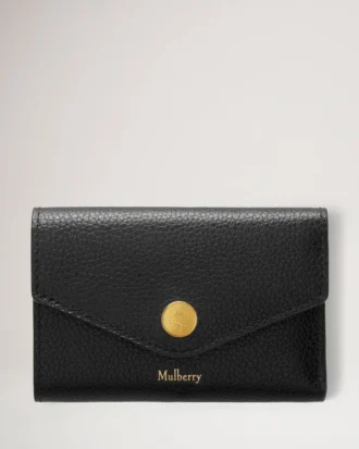 Gefaltete Mehrfach-Kartenbrieftasche, schwarz, klein, klassisches Narbenmuster