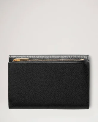 Gefaltete Mehrfach-Kartenbrieftasche, schwarz, klein, klassisches Narbenmuster